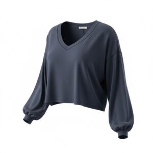 Free People We The Free Cropped V-Neck Long Sleeve Top M